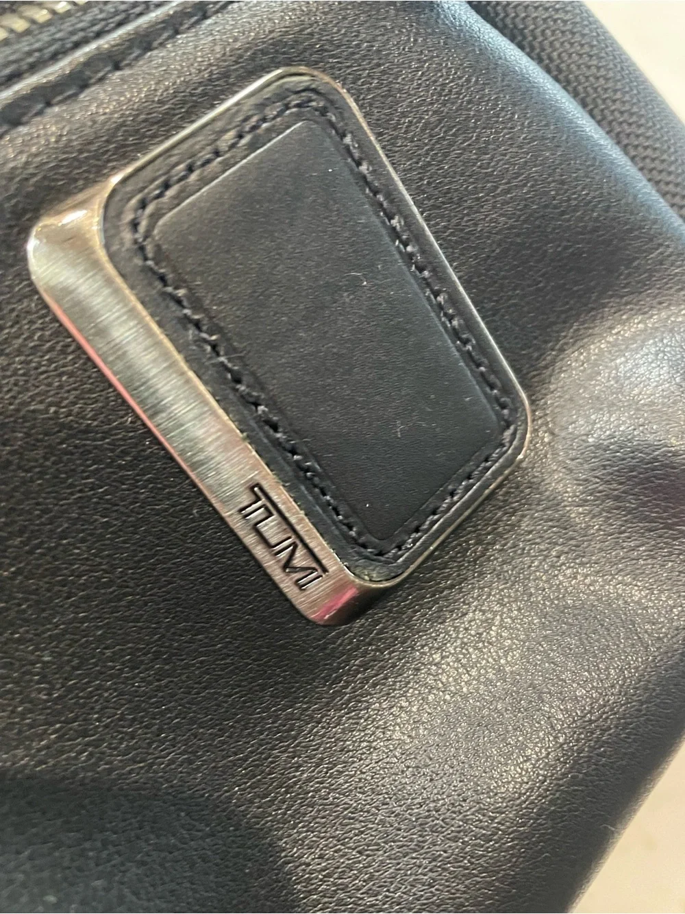Tumi Black Leather-Front Men's Belt Bag